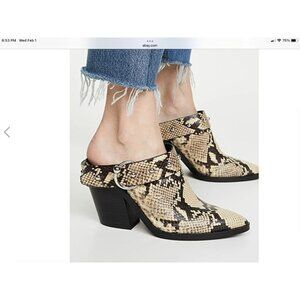 REBECCA MINKOFF Sallest Too Block Heel Mules Butter Exotic 8.5 Retail $198